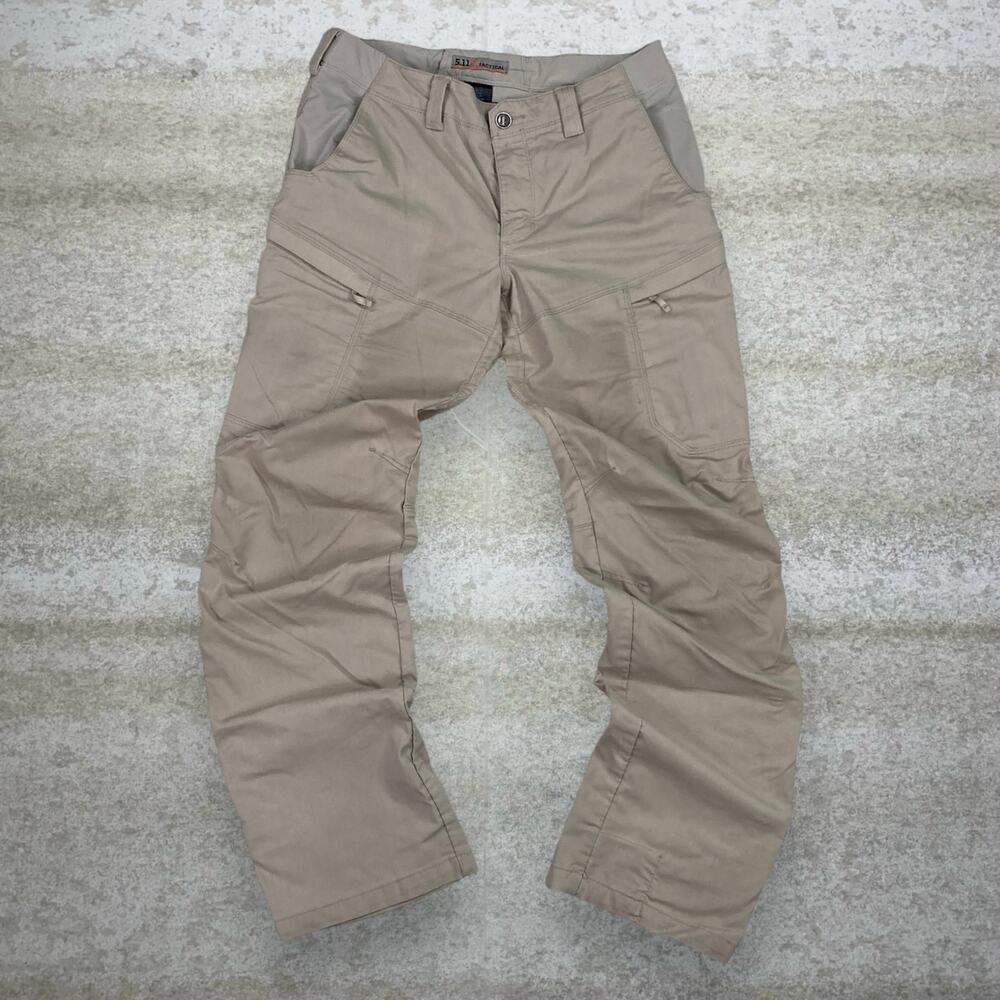 Vintage 90s 5.11 Tactical Pants Womens 10 Baggy Wide Leg Fit Tan Cargos - Picture 2 of 6